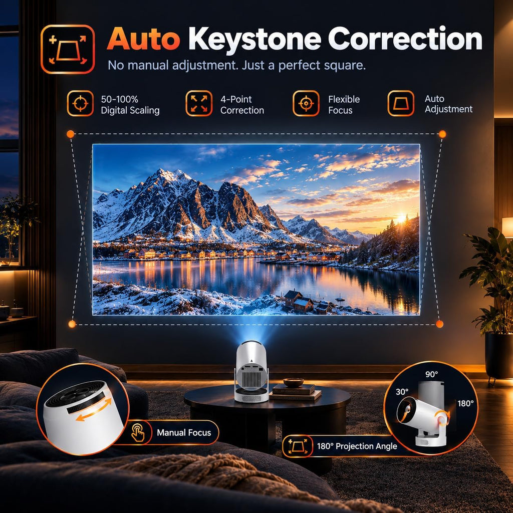 Philoent Portable Mini Projector, Premium HiFi Speaker Built-in App 1080P
