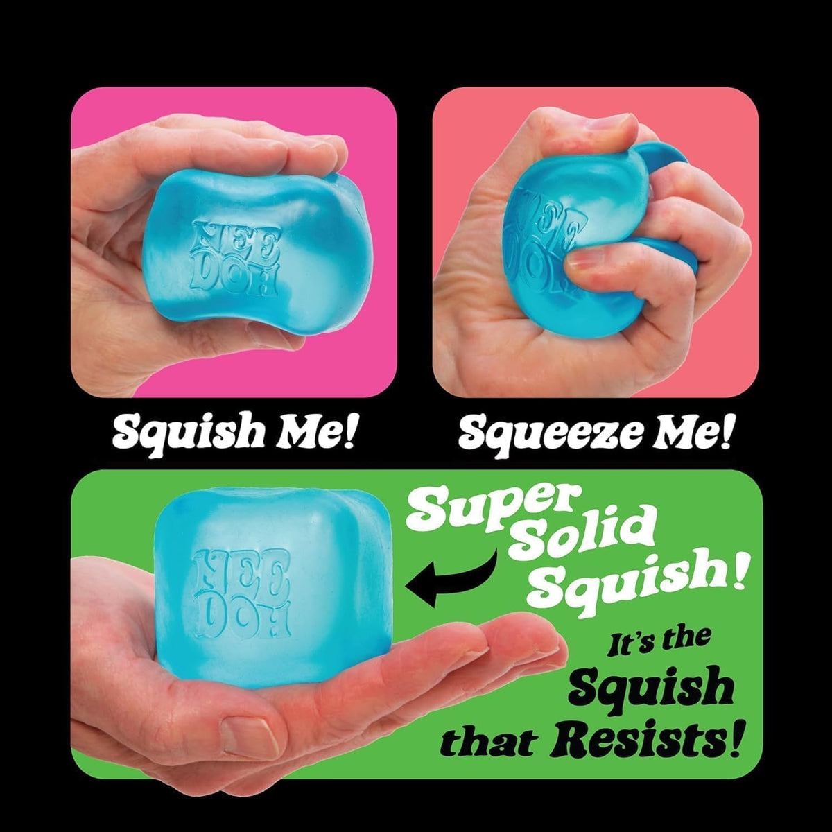 Schylling NeeDoh Nice Cube -Sensory Squeeze Toy with Super Solid Squish - 2.25" Cube - Pink