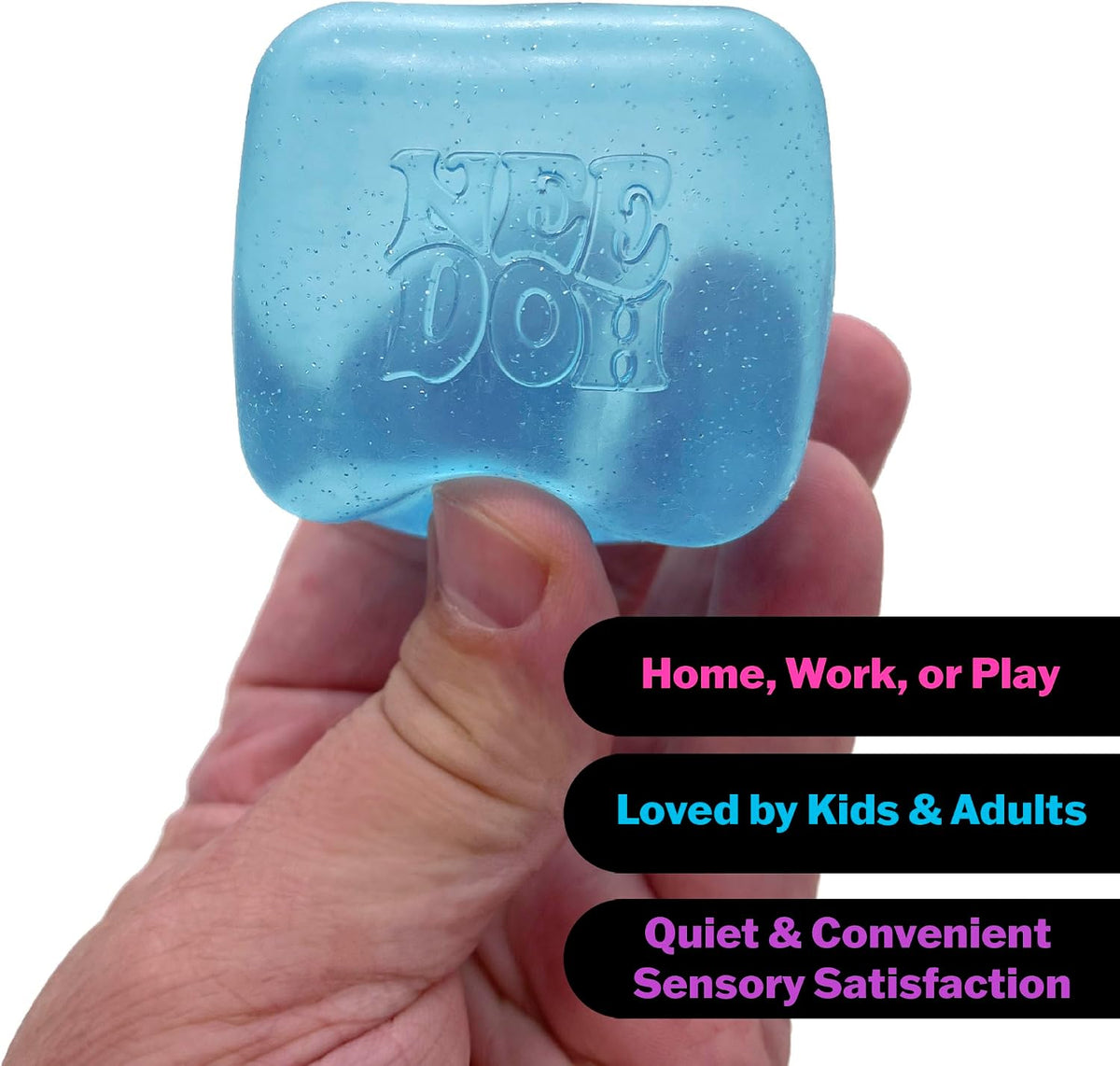 Schylling NeeDoh Nice Cube -Sensory Squeeze Toy with Super Solid Squish - 2.25" Cube - Pink