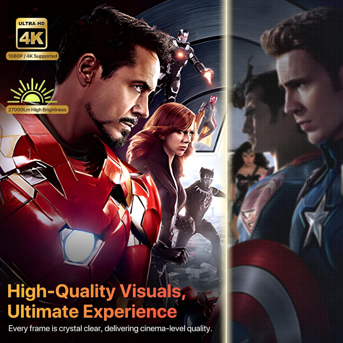 Philoent Portable Mini Projector, Premium HiFi Speaker Built-in App 1080P